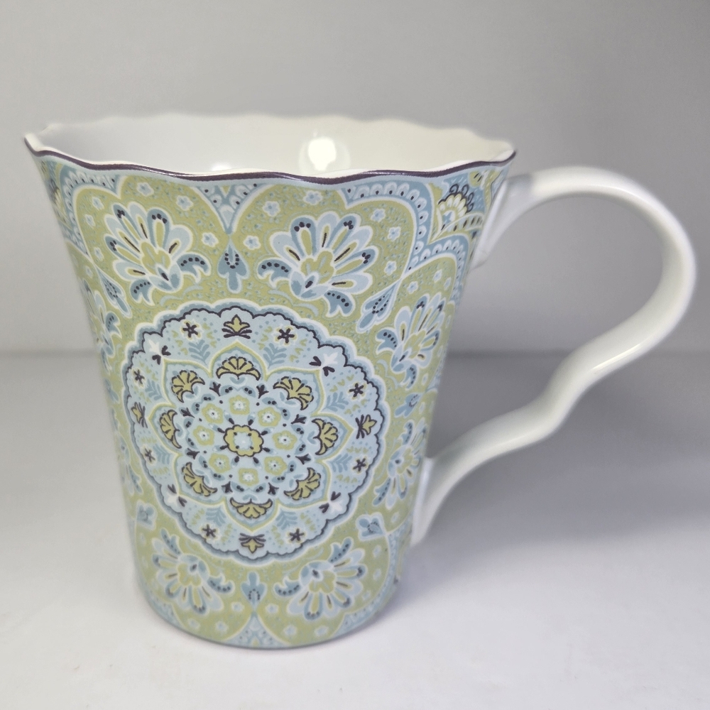 222 FIFTH Lyria Teal Coffee Mug 4 inches Tall